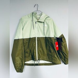Very Nice The North Face rain jacket in 2 beautiful shades of green!Size XL. NWT